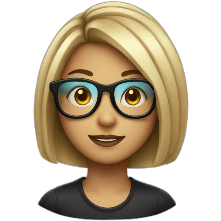 girl with bob hair with rave glasses and a cigarette emoji