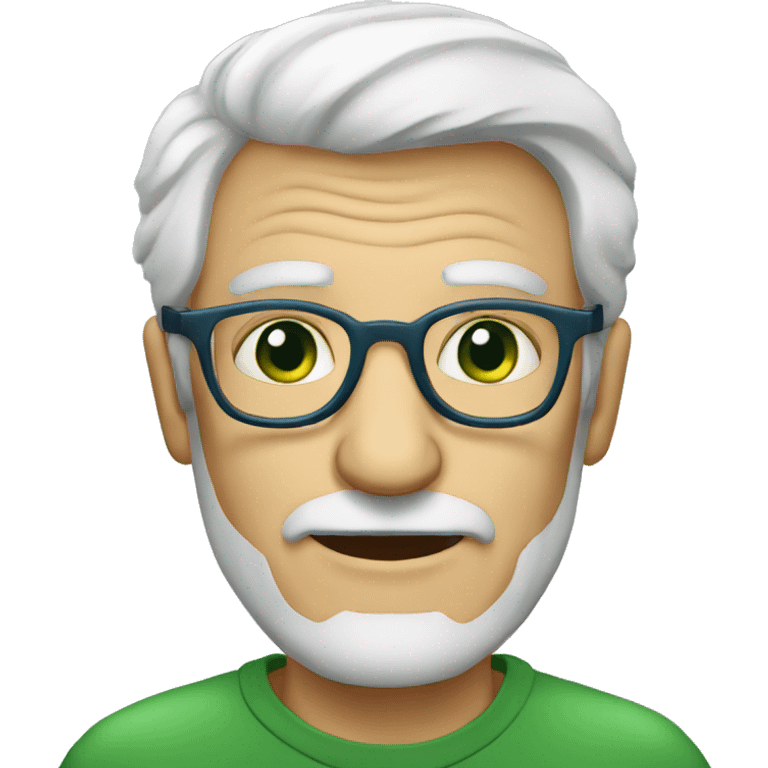 Italian old man bluish green eyes wearing glasses emoji