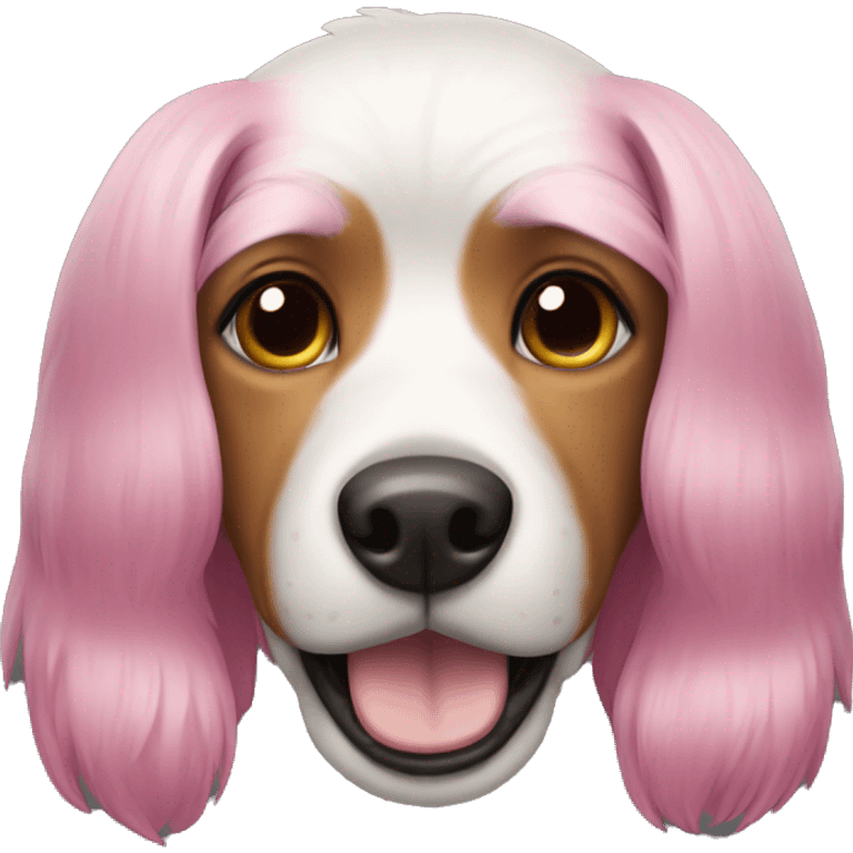 A pink haired dog emoji