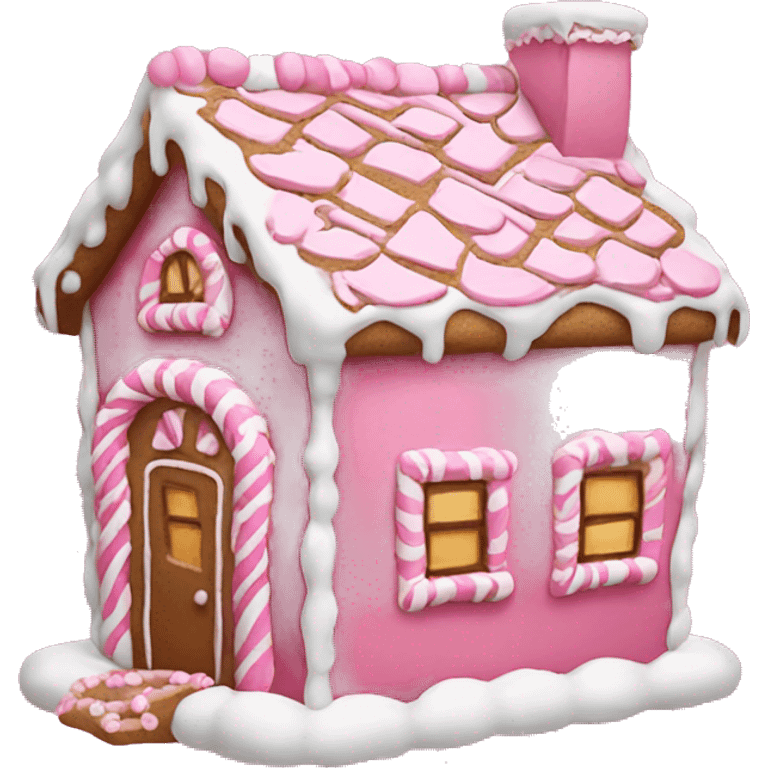 A pink gingerbread house emoji