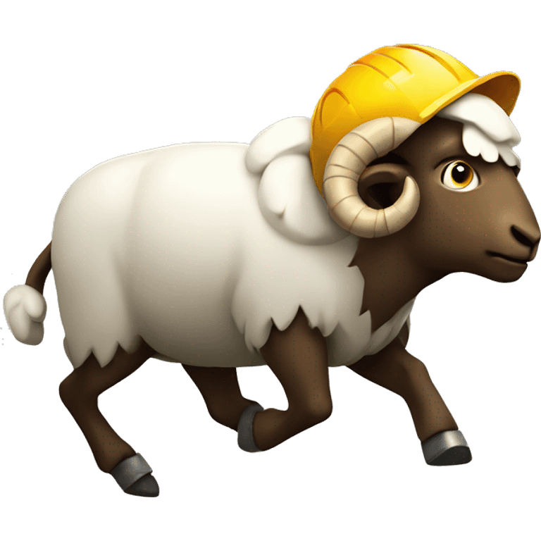 Ram running into a miner emoji