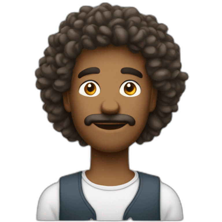 Homme métisse cheveux longs bouclé emoji