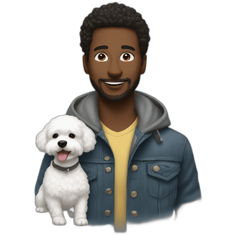 urban men with bichon emoji