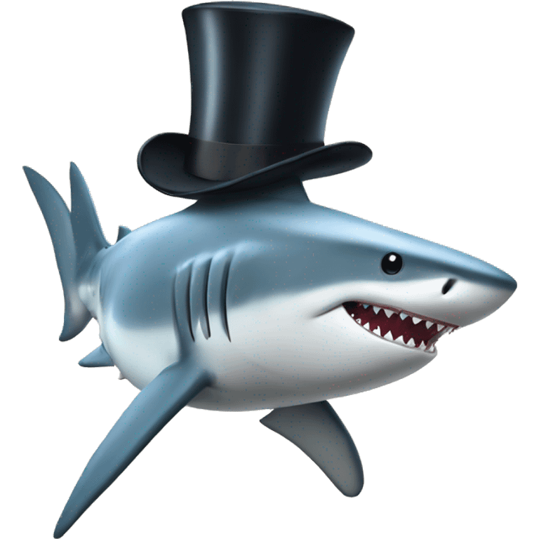 Shark with a top hat emoji