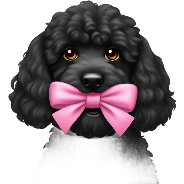 black laberdoodle with pink bow emoji