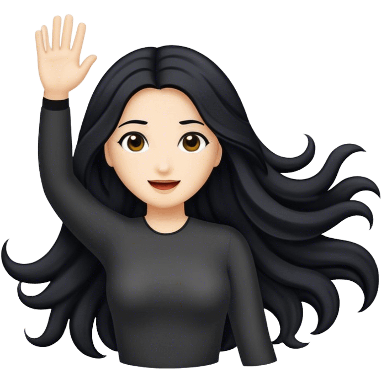 Lady long black hair waving emoji