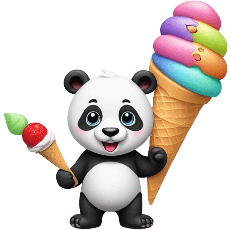 Panda eating ice cream emoji