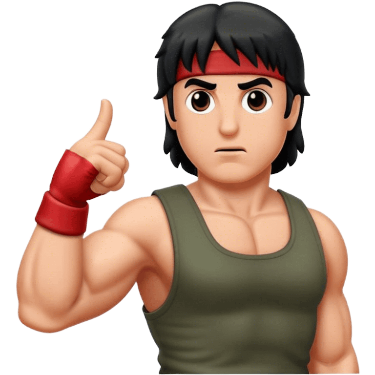 rambo showing thumb emoji