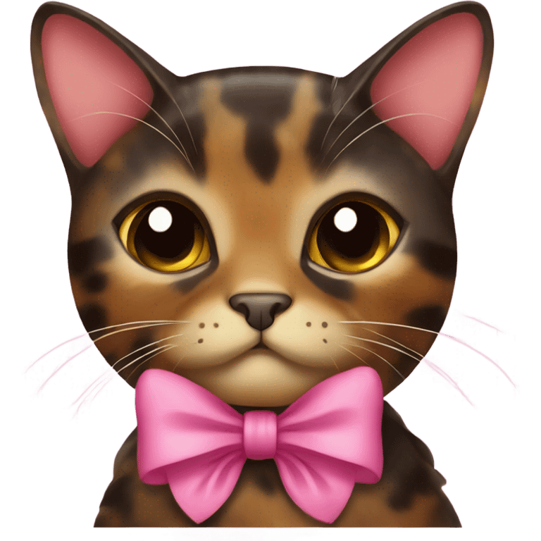 Tortoiseshell cat with pink bow emoji