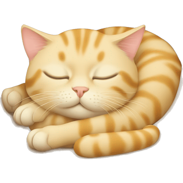 light yellow tabby cat curled up sleeping emoji