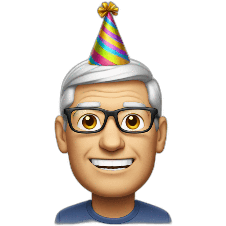 Tim Cook with party hat emoji