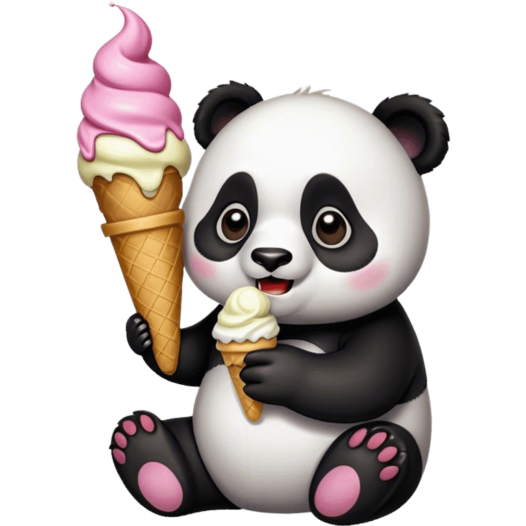 Panda eating ice cream emoji