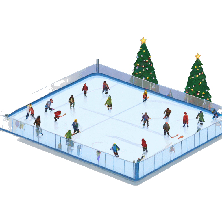 ice rink with Christmas tree and lights  emoji