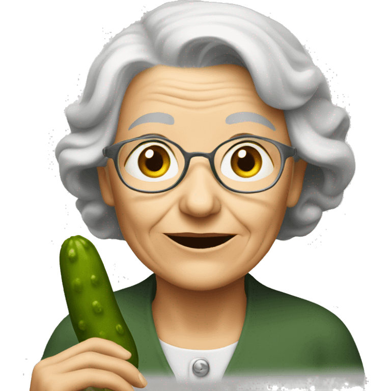 Elderly lady with pickle emoji