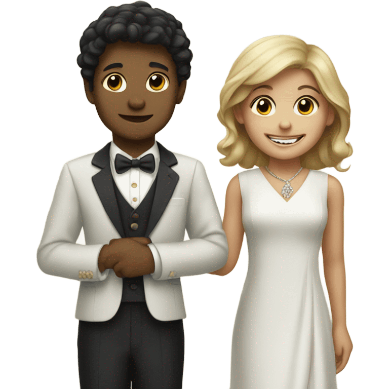 smiling girl and boy in formal attire emoji