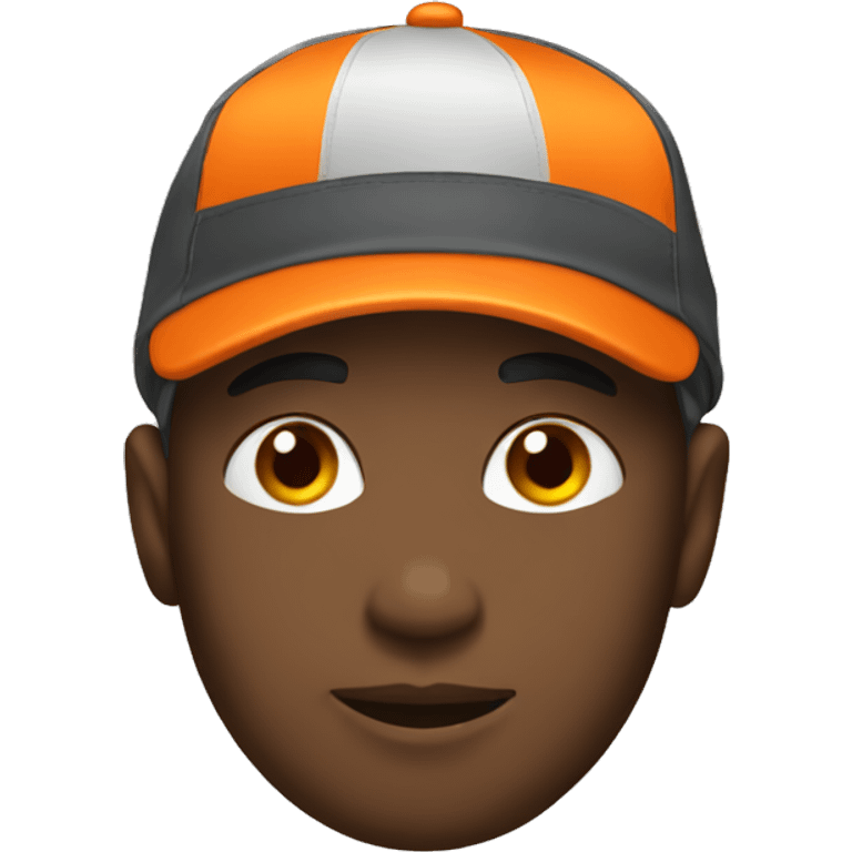 A boy whit a orange satin cap emoji