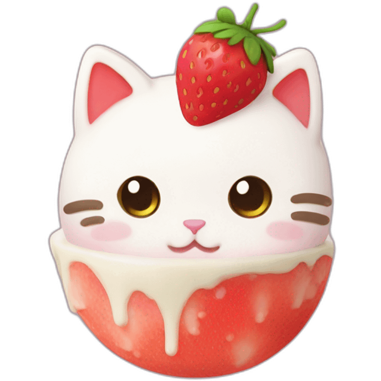 strawberry rice cake mochi cat emoji