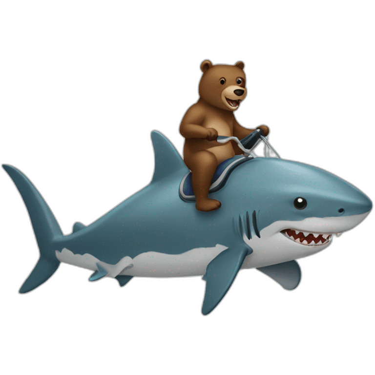 bear riding a shark emoji