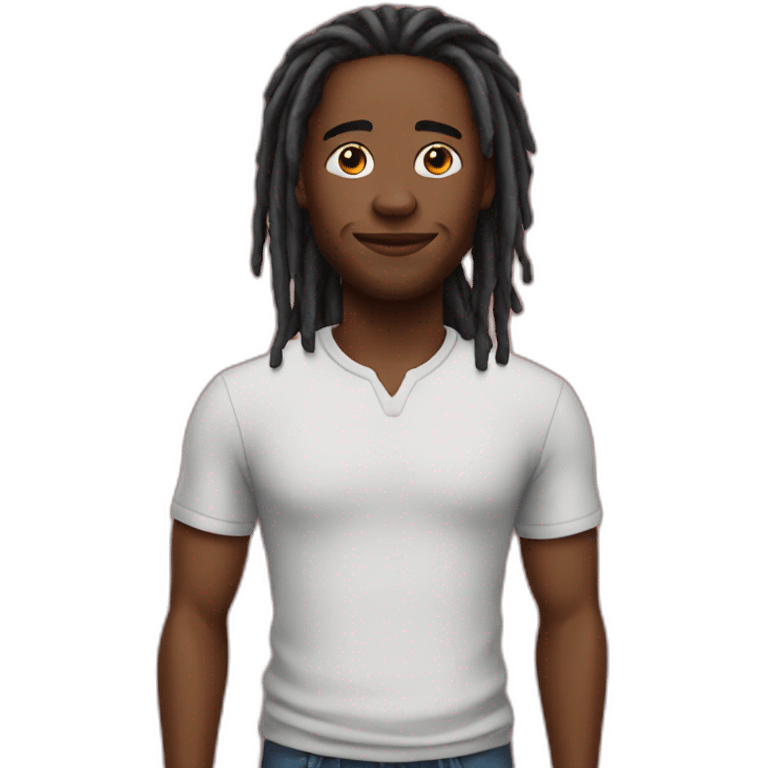 black man with dreads and red shirt emoji