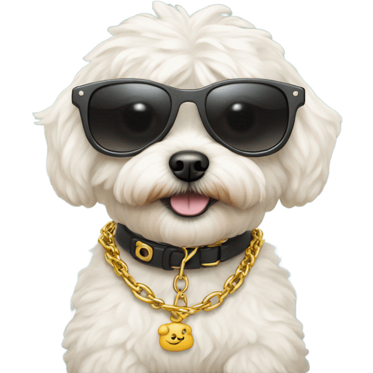 maltipoo with sunglasses and a chain emoji