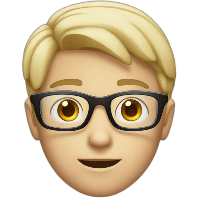 white young boy with glass and movie emoji