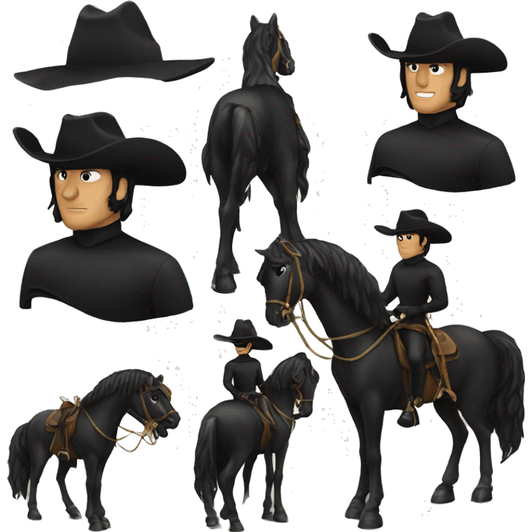 Zorro riding black horse emoji