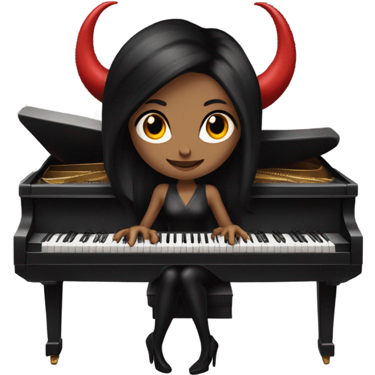 Female devil playing the piano emoji