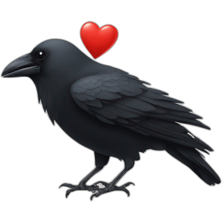 A crow showing a heart emoji