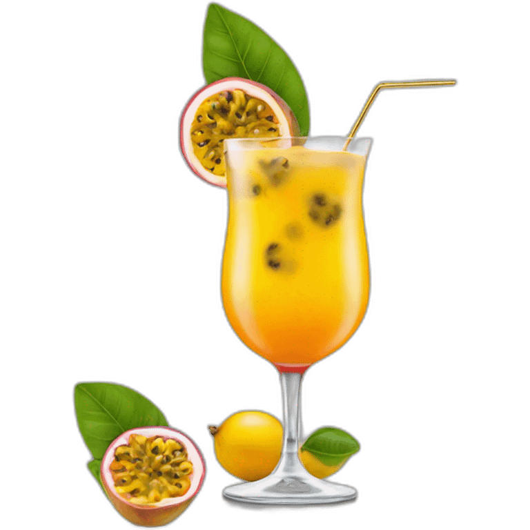 Cocktail with a passion fruit floating in the middle emoji