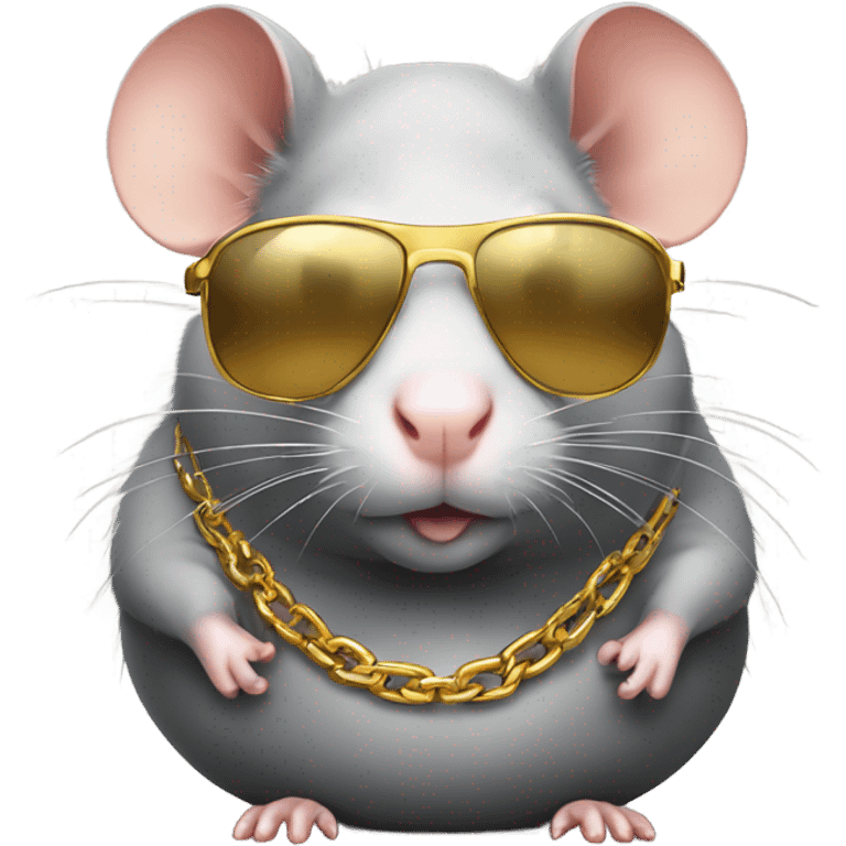 Obese rat with gold chains and sunglasses emoji