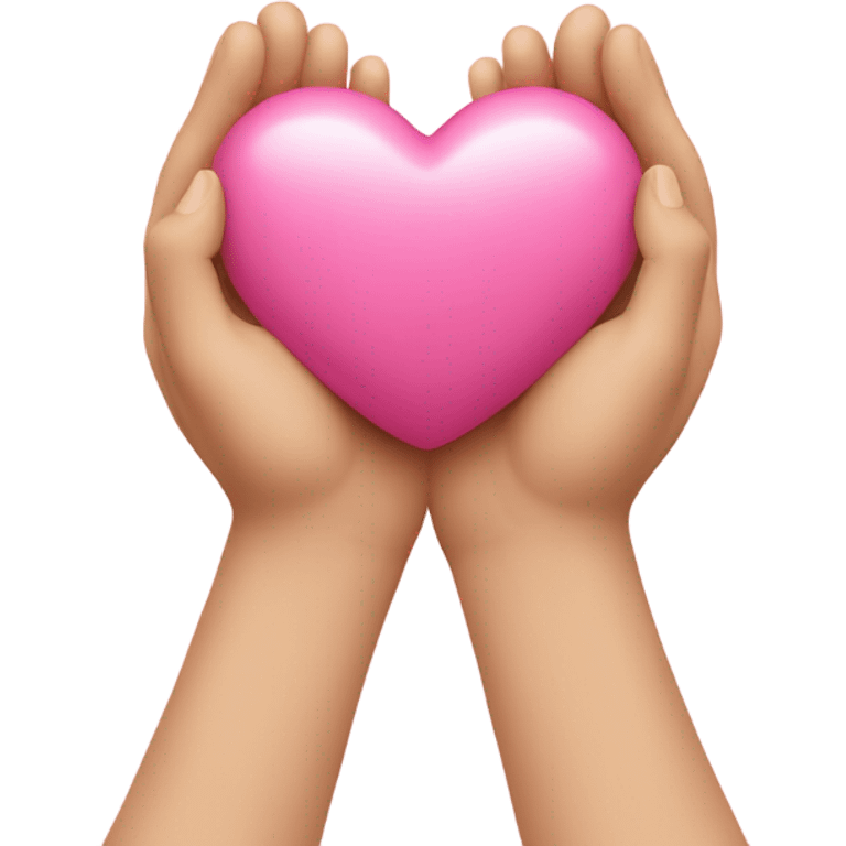 Pink heart in two hands emoji