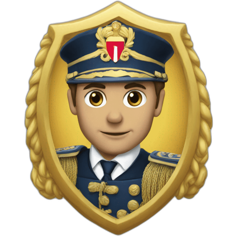 Macron with a crest emoji