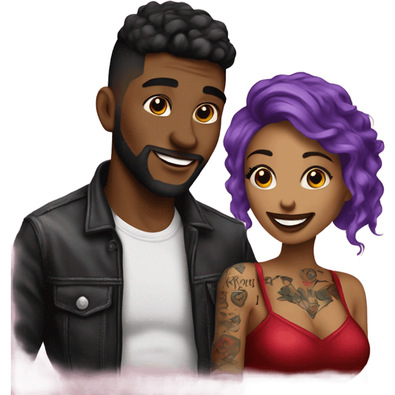 Valentine date for beautiful tattooed couple emoji