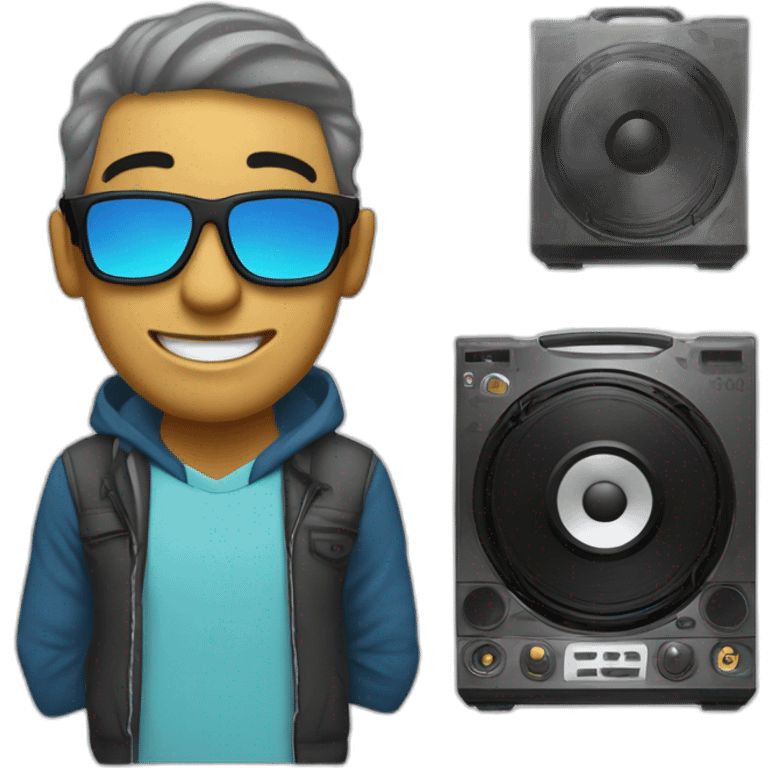 Dj locutor de radio divertido de música urbana emoji