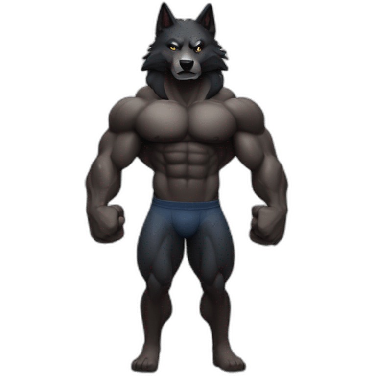 Bodybuilder black wolf pumping mancuernas emoji