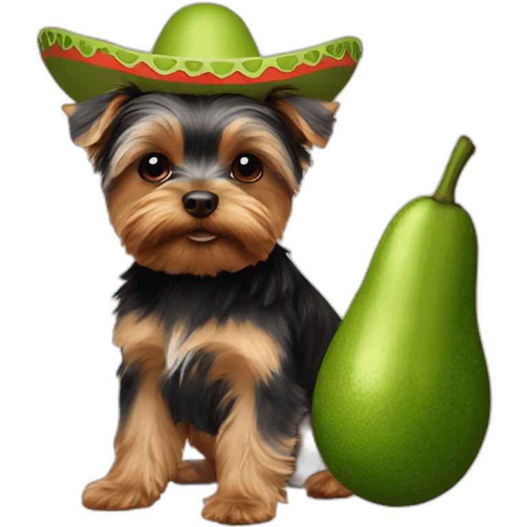 yorkie wearing avocado sombrero emoji