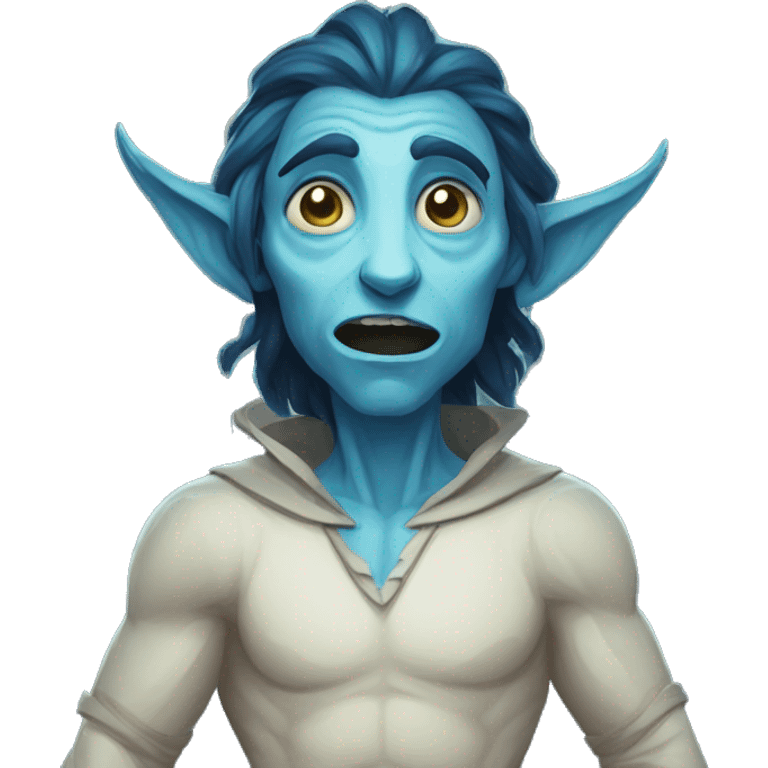 surprised stunned, firbolg spectral giant blue emoji