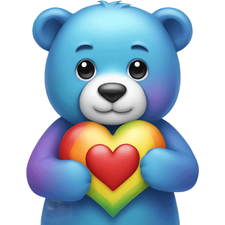 Rainbow stuffed bear holding a heart  emoji