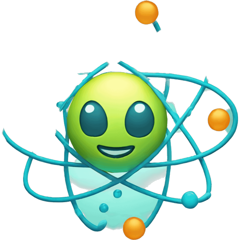 Atom cartoon for neon atom emoji