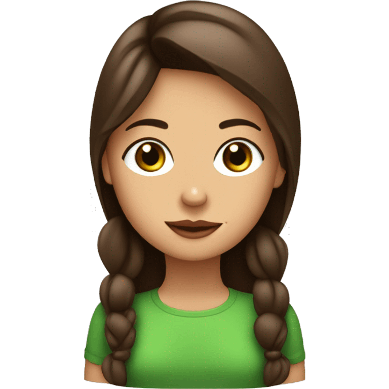 Muchacha con ojos verdes, cabello café con un perrito en las manos emoji