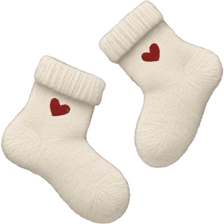 Wool Socks: Cozy wool socks with a soft, fuzzy texture, in neutral tones, perhaps with tiny heart or snowflake patterns. emoji