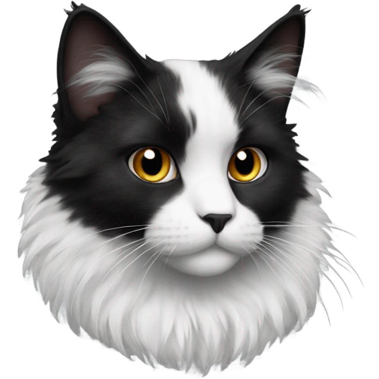 Black and white fluffy cat emoji