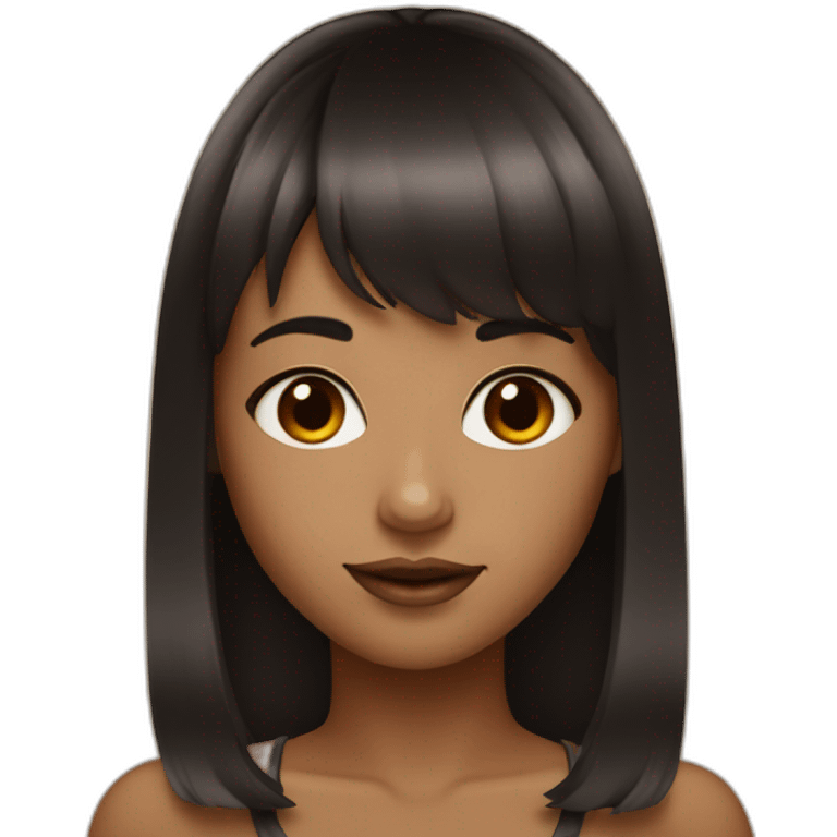 Light Tan girl with black wi try red highlights bangs emoji