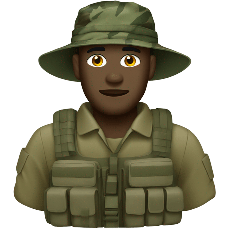 white recon marine in camouflage jungle fatigues with bush hat emoji