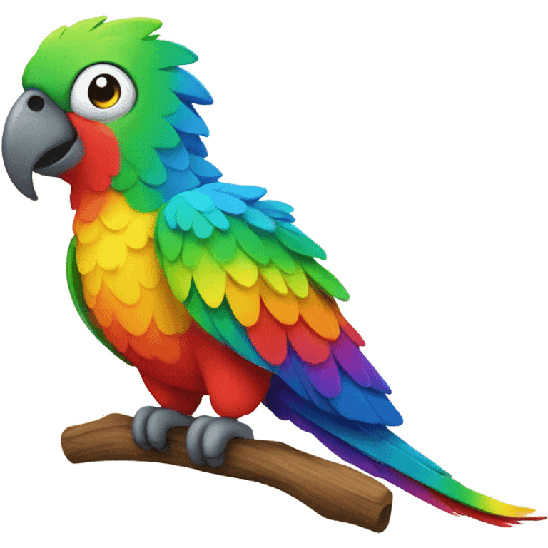 happy colorful rainbow parrot emoji