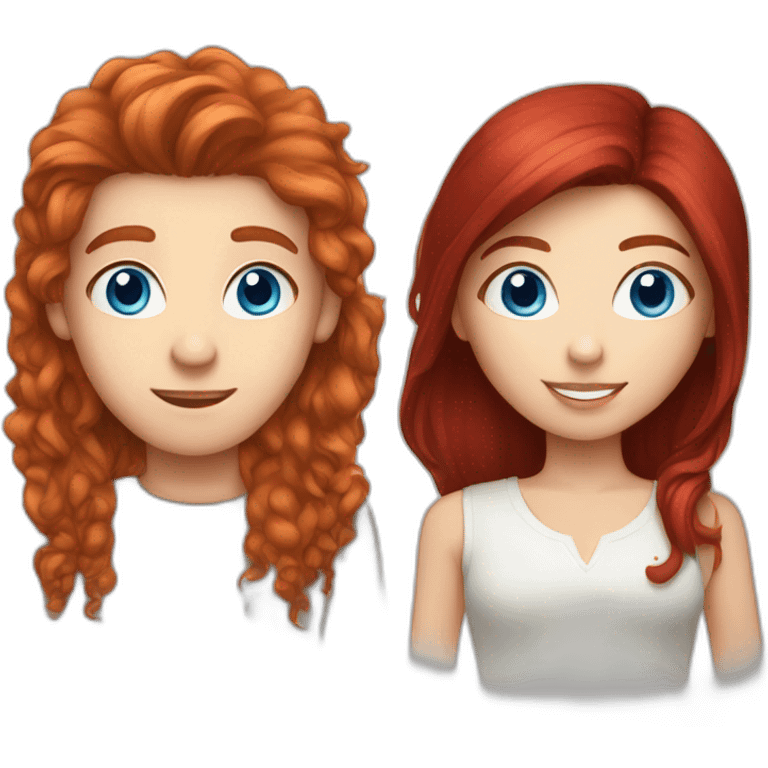 Blue eyed brunette haired boy and red haired girl emoji