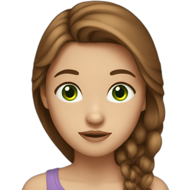 girl with green eyes and long brown hair emoji