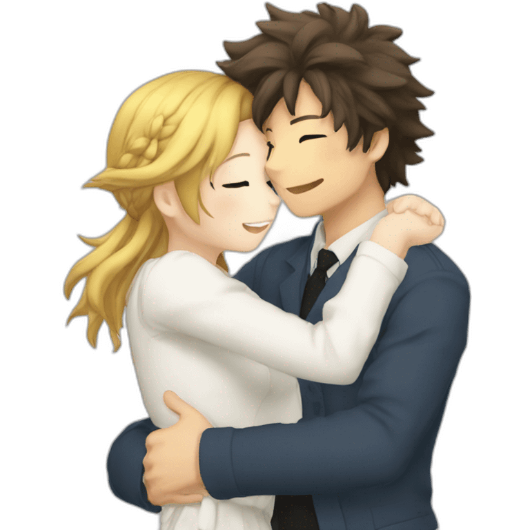 Kamijou Touma hugs female  emoji