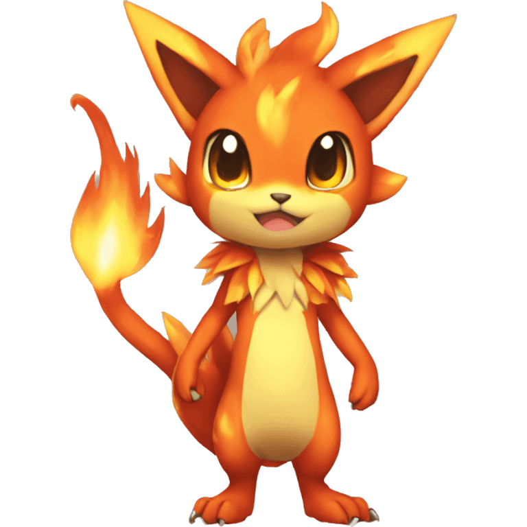 a anthro chibi-style fire-type Fakémon-hybrid full body emoji