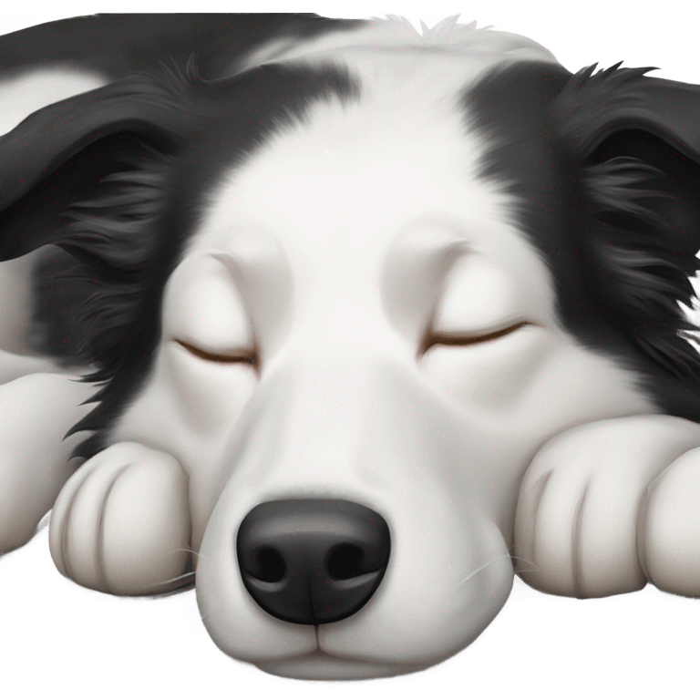 Sleeping black and white border collie emoji